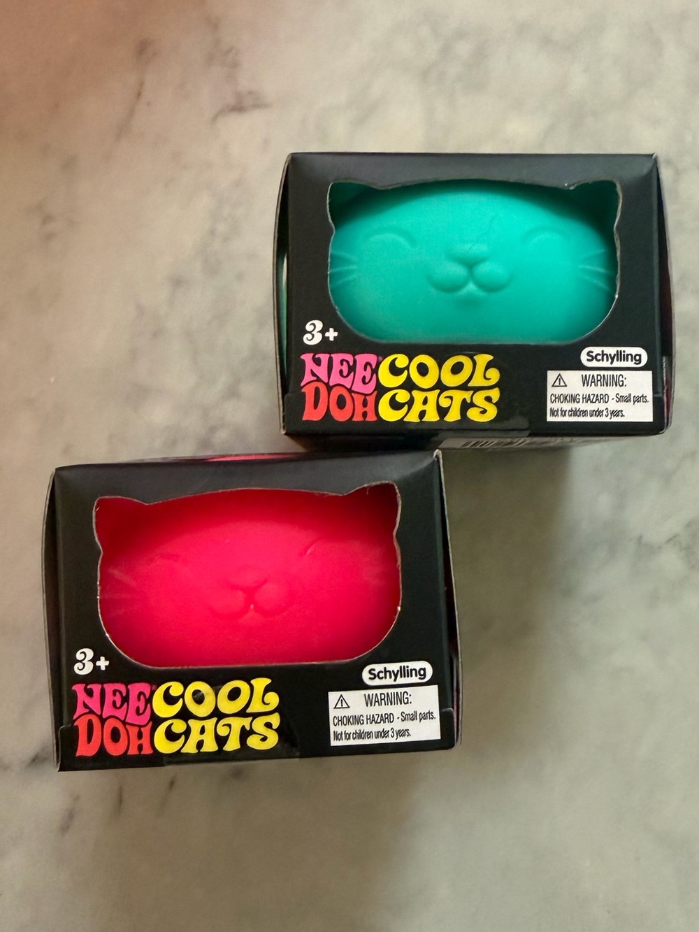 Nee Doh Needoh Cool Cats Cat Face Squishy Toy - Teal & Hot Pink